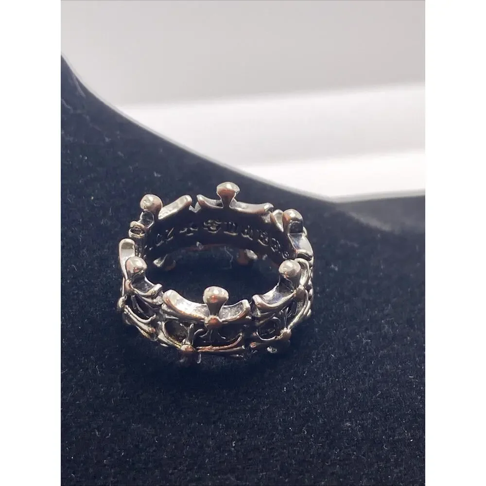 Mens Silver Tone Unbranded Cross Ring Adjustable Size 8-12